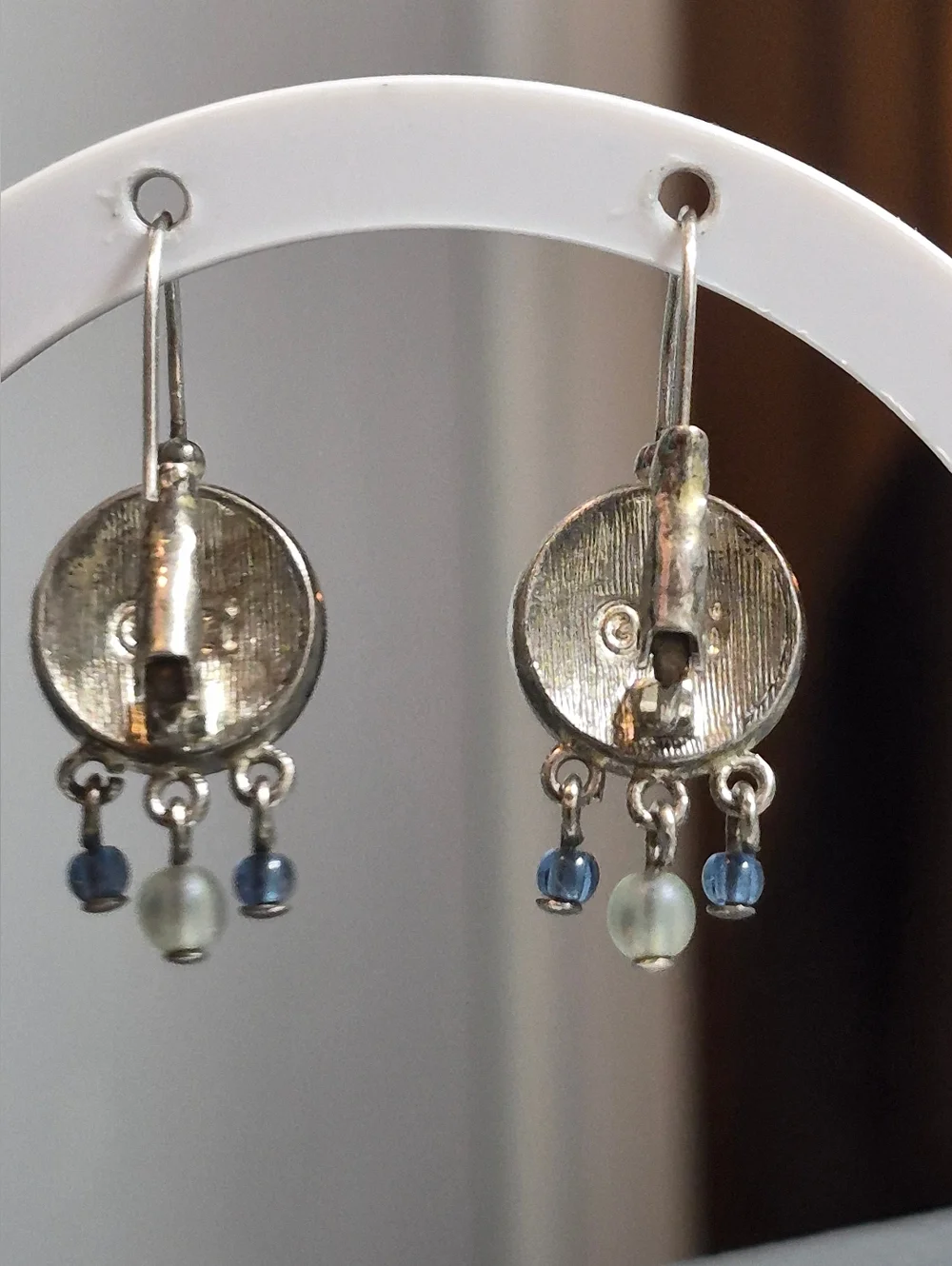 Vintage Liz Claiborne Silver Abalone Dangle Earrings